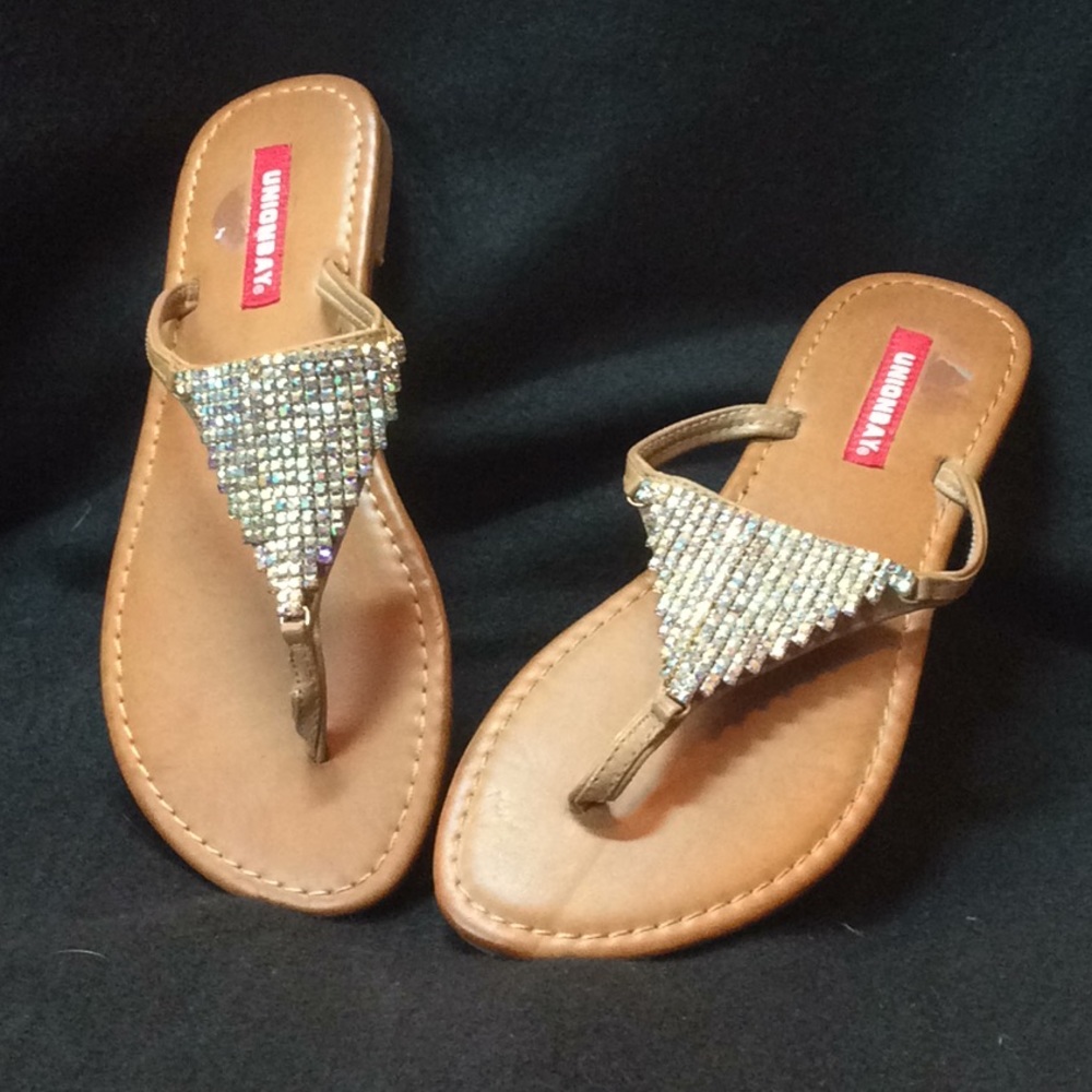 Faux Leather Rhinestone Sandals
